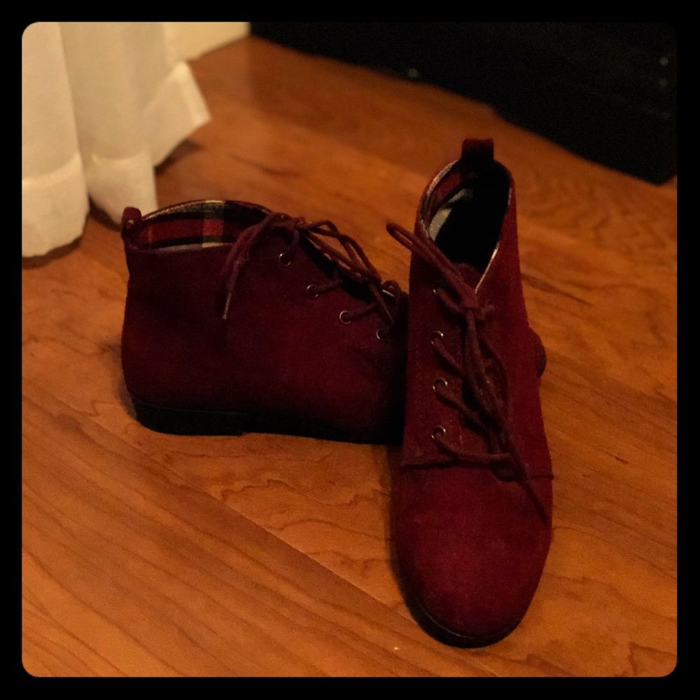 Burgundy booties